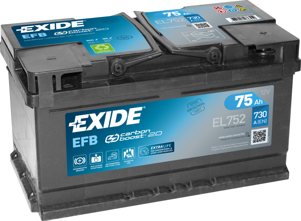 Exide Premium 12V 75Ah EFB Start Stop autó akkumulátor jobb